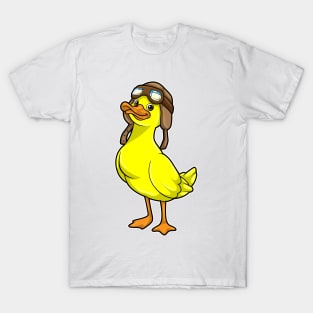 Duck as Pilot with Cap & Goggles T-Shirt